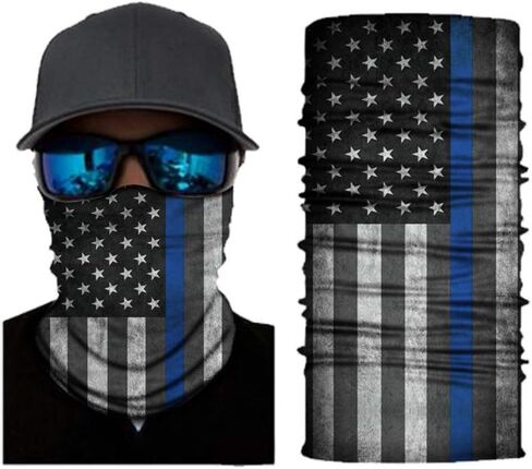 Van & Company Multifunctional Neck Gaiter, American Flag/Thin blue line,One Size in Saudi Arabia