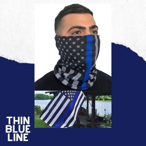 Van & Company Multifunctional Neck Gaiter, American Flag/Thin blue line,One Size in Saudi Arabia