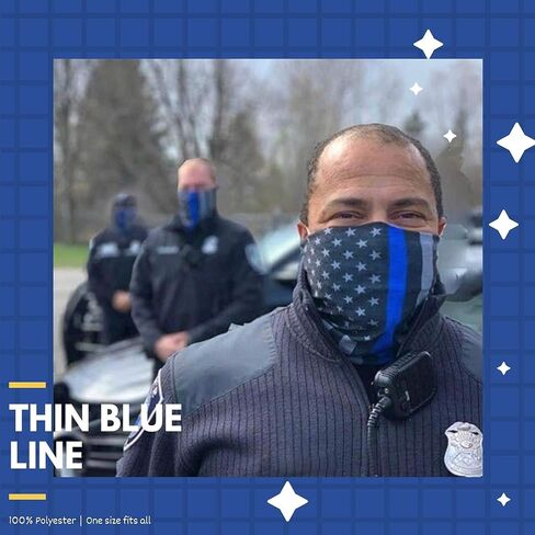 Van & Company Multifunctional Neck Gaiter, American Flag/Thin blue line,One Size in Saudi Arabia