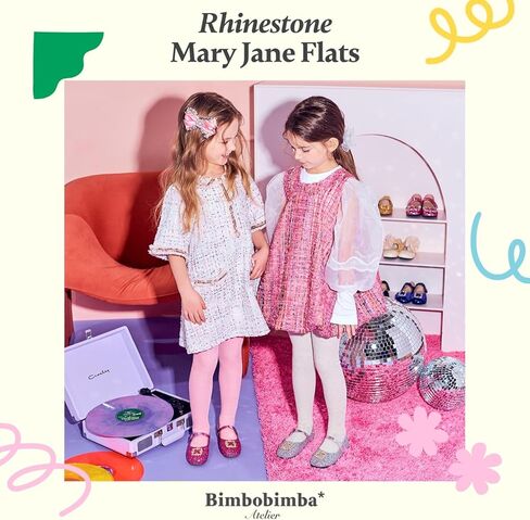 أحذية Bimbobimba للفتيات ذات إبزيم حجر الراين اللامع ماري جين المسطحة للأطفال الصغار in Kuwait