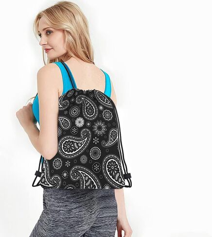 Beabes Little Small Flowers Drawstring Bags Backpack Bag Vintage Style Retro Roses Peonies Hibiscus Tulips Leaves Sport Gym Sack Drawstring Bag String Bag Yoga Bag for Men Women in Kuwait