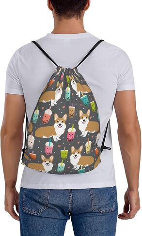 baifumen كورجي فقاعة الشاي بوبا الشاي النسيج لطيف kawaii كورجيس نمط طباعة الرباط على ظهره، كيس سلسلة حقيبة السرج مقاومة للماء النايلون حقيبة الشاطئ لصالة الألعاب الرياضية التسوق الرياضة اليوغا in Kuwait