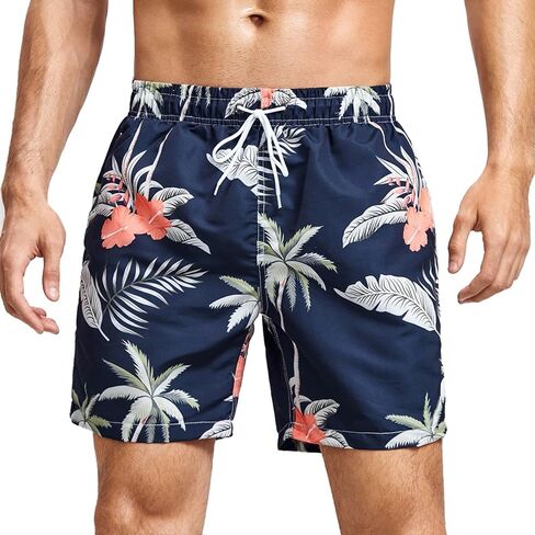 MADHERO Mens Swim Trunks Vintage Floral Quick Dry Beach Shorts Bathing Suit with Mesh Lining in Saudi Arabia