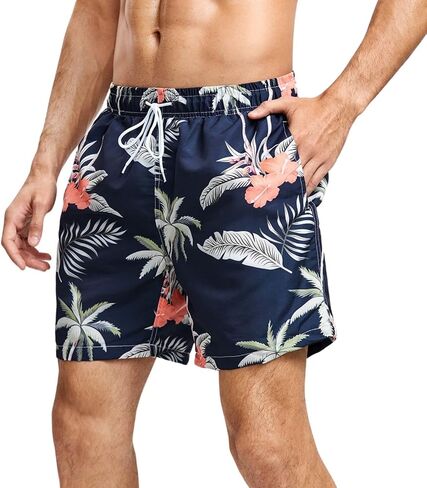 MADHERO Mens Swim Trunks Vintage Floral Quick Dry Beach Shorts Bathing Suit with Mesh Lining in Saudi Arabia