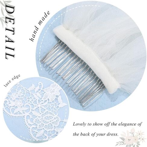 HEREAD كاتدرائية الدانتيل طرحة الزفاف للعرائس طويل مصلى طول حجاب الزفاف تول 1 الطبقة 118 "إكسسوارات الشعر in Kuwait