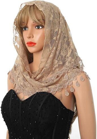 Aularso حجاب الكنيسة الدانتيل وشاح الزفاف الأزهار شرابة شال حجاب Mantilla لينة تول مطرزة الحجاب الجماعي الزفاف للنساء in Saudi Arabia