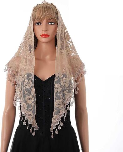 Aularso حجاب الكنيسة الدانتيل وشاح الزفاف الأزهار شرابة شال حجاب Mantilla لينة تول مطرزة الحجاب الجماعي الزفاف للنساء in Saudi Arabia