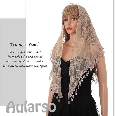 Aularso حجاب الكنيسة الدانتيل وشاح الزفاف الأزهار شرابة شال حجاب Mantilla لينة تول مطرزة الحجاب الجماعي الزفاف للنساء in Saudi Arabia