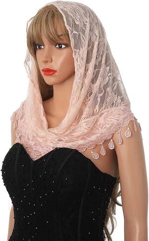 Aularso حجاب الكنيسة الدانتيل وشاح الزفاف الأزهار شرابة شال حجاب Mantilla لينة تول مطرزة الحجاب الجماعي الزفاف للنساء in Saudi Arabia