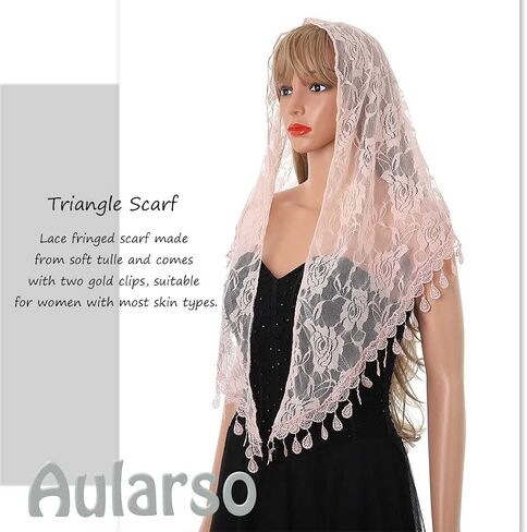 Aularso حجاب الكنيسة الدانتيل وشاح الزفاف الأزهار شرابة شال حجاب Mantilla لينة تول مطرزة الحجاب الجماعي الزفاف للنساء in Saudi Arabia