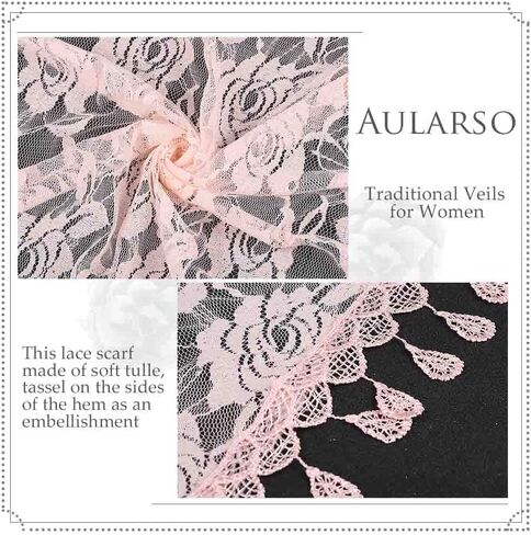 Aularso حجاب الكنيسة الدانتيل وشاح الزفاف الأزهار شرابة شال حجاب Mantilla لينة تول مطرزة الحجاب الجماعي الزفاف للنساء in Saudi Arabia
