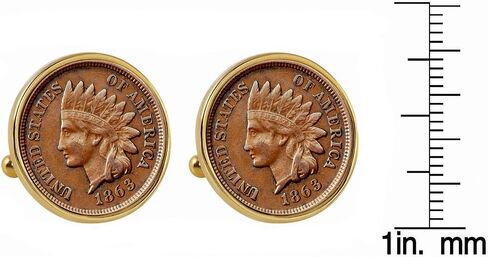 1800's Indian Penny Goldtone Bezel Coin Cuff Links | United States Coins | Men's Cufflinks | Over 100 Years Old in Saudi Arabia