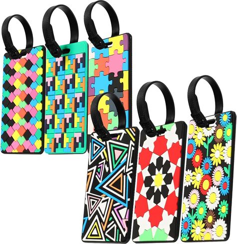 بطاقات امتعة من السيليكون مع بطاقة اسم، 6 قطع من ملصقات الامتعة لحقائب السفر in Kuwait