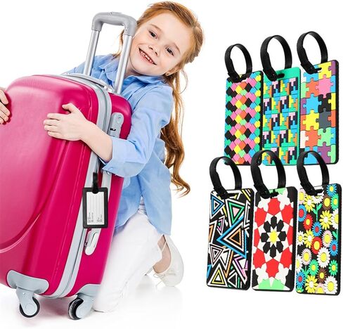 بطاقات امتعة من السيليكون مع بطاقة اسم، 6 قطع من ملصقات الامتعة لحقائب السفر in Kuwait