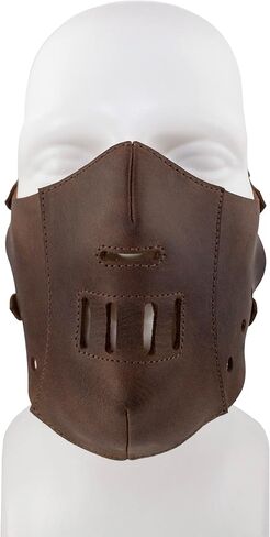 Hide & Play, Muzzle Mask Handmade from Full Grain Leather, Ideal for Cosplay, Halloween, Performances, Films, Shows & Concerts - Bourbon Brown in Kuwait