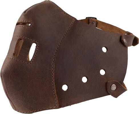Hide & Play, Muzzle Mask Handmade from Full Grain Leather, Ideal for Cosplay, Halloween, Performances, Films, Shows & Concerts - Bourbon Brown in Kuwait