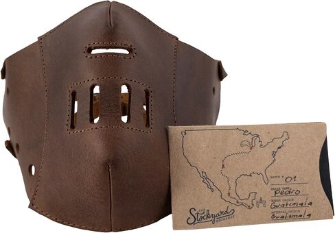 Hide & Play, Muzzle Mask Handmade from Full Grain Leather, Ideal for Cosplay, Halloween, Performances, Films, Shows & Concerts - Bourbon Brown in Kuwait