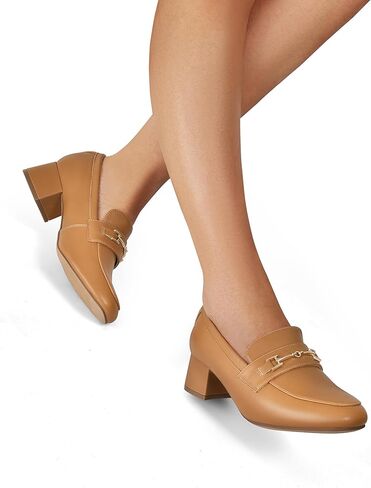 حذاء نسائي من DREAM PAIRS بكعب متوسط ​​مكتنز، حذاء مريح سهل الارتداء، حذاء كاجوال أنيق وعصري للعمل in Kuwait