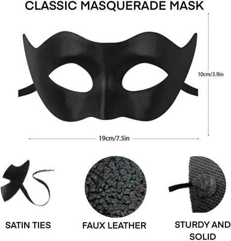 Black Masquerade Mysterious Mask for Men Mardi Gras Halloween Party Costume in Kuwait