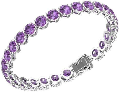 Belinda Jewelz Women's 925 Sterling Silver 10 Ct. 7" Gemstone Bracelet Tennis Circle Rhodium Plated Sparkling Solitaire Round Prong Setting Jewelry Gift For Wedding Christmas in Saudi Arabia