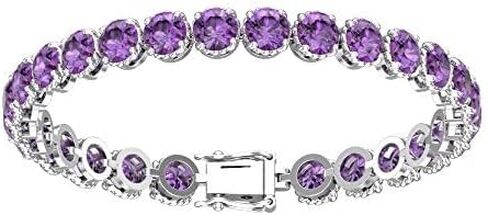 Belinda Jewelz Women's 925 Sterling Silver 10 Ct. 7" Gemstone Bracelet Tennis Circle Rhodium Plated Sparkling Solitaire Round Prong Setting Jewelry Gift For Wedding Christmas in Saudi Arabia