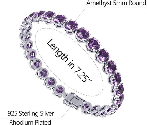 Belinda Jewelz Women's 925 Sterling Silver 10 Ct. 7" Gemstone Bracelet Tennis Circle Rhodium Plated Sparkling Solitaire Round Prong Setting Jewelry Gift For Wedding Christmas in Saudi Arabia