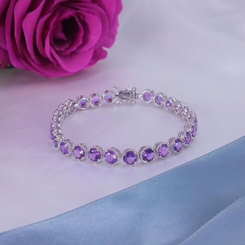 Belinda Jewelz Women's 925 Sterling Silver 10 Ct. 7" Gemstone Bracelet Tennis Circle Rhodium Plated Sparkling Solitaire Round Prong Setting Jewelry Gift For Wedding Christmas in Saudi Arabia