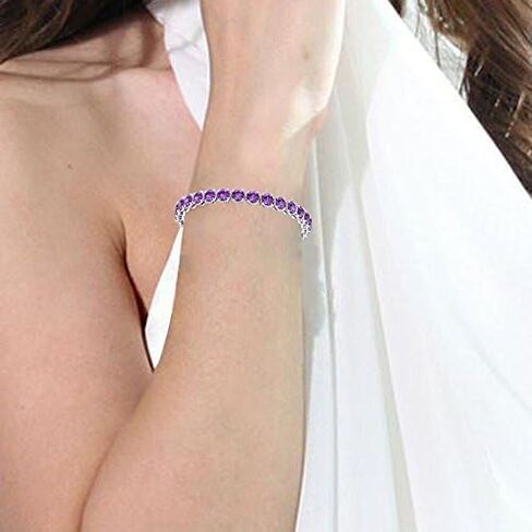 Belinda Jewelz Women's 925 Sterling Silver 10 Ct. 7" Gemstone Bracelet Tennis Circle Rhodium Plated Sparkling Solitaire Round Prong Setting Jewelry Gift For Wedding Christmas in Saudi Arabia