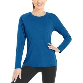 قمصان Boladeci النسائية بعامل حماية من الأشعة فوق البنفسجية 50+، قمصان طويلة الأكمام للحماية من الشمس ومقاومة للتجاعيد، سريعة الجفاف، رقبة دائرية، قمصان سباحة للحماية من الطفح الجلدي in Kuwait