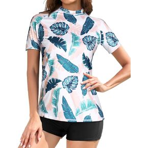 Daci Women Short Sleeve Rashguard Top Swim Shirt Swimsuits Top Only No Built in Bra Bathing Suit No Bottom