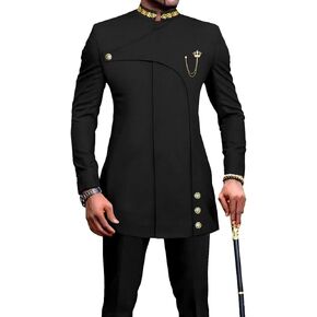 Men's 2 Pieces Suit Elegant Single Breated Slim Fit Embroidery Blazer Pants Set African Clothes Wedding in Kuwait