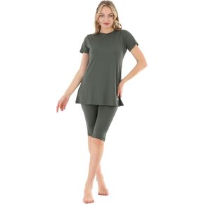 eo elif okur Islamic Short Sleeve Swimsuits for Women Modest Muslim 4 PCS | Full Cover Rash Guard Burkini | Arabic Swimwear in Saudi Arabia