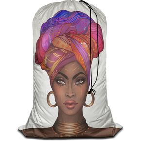 Swono Tropical Flowers Drawstring Closure Dirty Clothes Bag Organizer, Heavy Duty Large Laundry Bag, Floral Pattern Botanical Hibiscus Palm Leaf Bird Summer Durable Rip-Stop Bags for Camp Travel