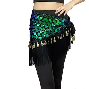 ZLTdream Glitter Sequin Triangle Wrap Belt Skirt Sparkle Belly Dance Hip Scarf for Women Outfit Accessory Tassel & Coins in Kuwait