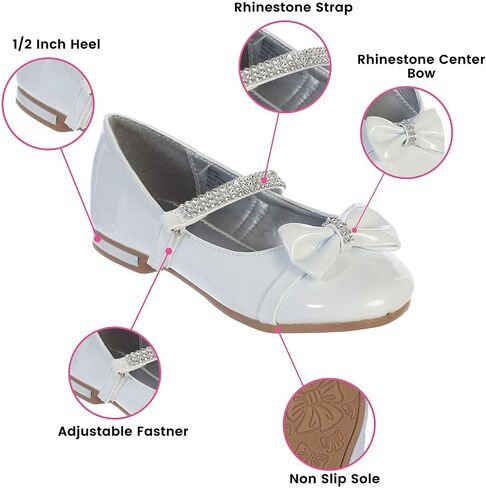 Gwen & Zoe Girl Dress Flats Shoes for Weddings, Christmas and Parties - Big and Little Girl Flats, Toddler, First Communion with Rhinestone Strap in Saudi Arabia