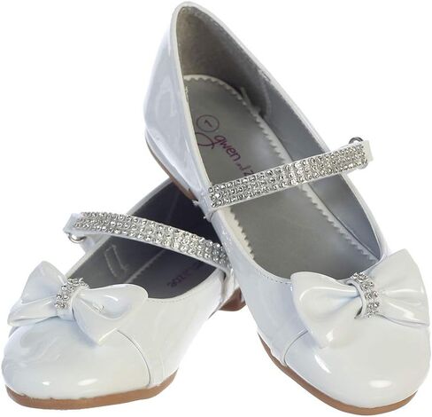 Gwen & Zoe Girl Dress Flats Shoes for Weddings, Christmas and Parties - Big and Little Girl Flats, Toddler, First Communion with Rhinestone Strap in Saudi Arabia