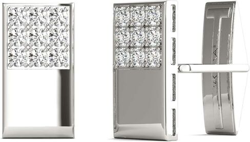 Vaarya 3/4 Ctw Diamond Cufflinks AGS Certified GH/SI1-SI2 14K White Gold in Kuwait