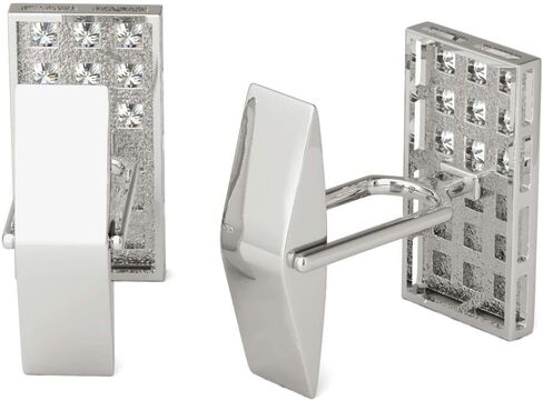 Vaarya 3/4 Ctw Diamond Cufflinks AGS Certified GH/SI1-SI2 14K White Gold in Kuwait