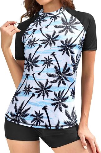 Daci Women Short Sleeve Rashguard Top Swim Shirt Swimsuits Top Only No Built in Bra Bathing Suit No Bottom in Saudi Arabia