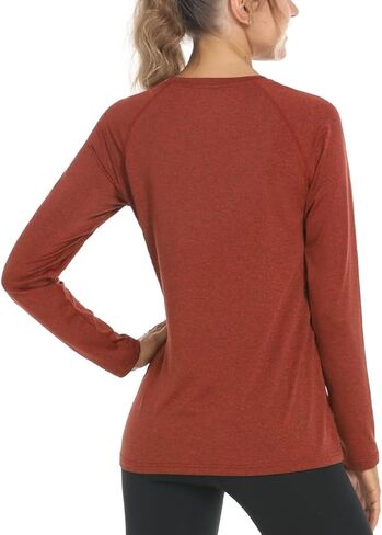 قمصان Boladeci النسائية بعامل حماية من الأشعة فوق البنفسجية 50+، قمصان طويلة الأكمام للحماية من الشمس ومقاومة للتجاعيد، سريعة الجفاف، رقبة دائرية، قمصان سباحة للحماية من الطفح الجلدي in Kuwait