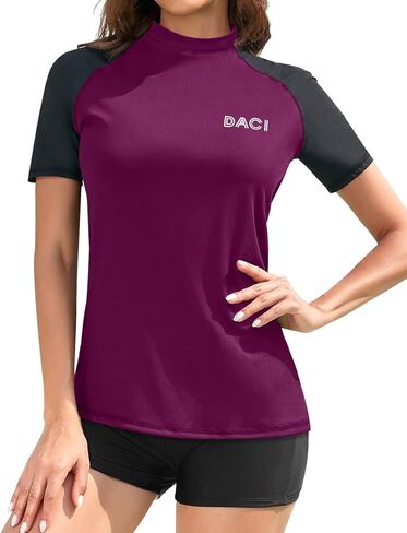 Daci Women Short Sleeve Rashguard Top Swim Shirt Swimsuits Top Only No Built in Bra Bathing Suit No Bottom in Saudi Arabia