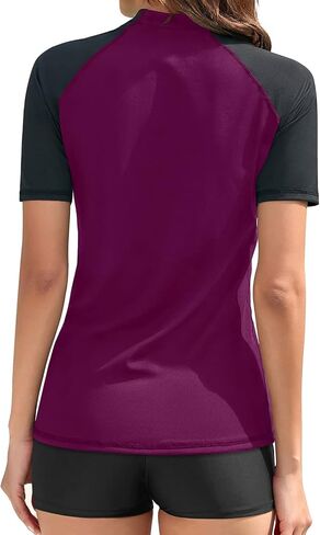 Daci Women Short Sleeve Rashguard Top Swim Shirt Swimsuits Top Only No Built in Bra Bathing Suit No Bottom in Saudi Arabia