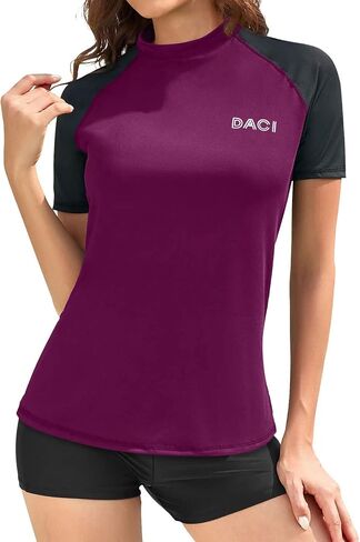 Daci Women Short Sleeve Rashguard Top Swim Shirt Swimsuits Top Only No Built in Bra Bathing Suit No Bottom in Saudi Arabia