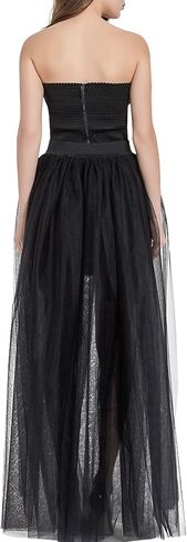 نسائي تول تنانير طويلة تنورة فوقية فستان ماكسي شبكي طبقة طول الأرض طبقات عالية الخصر مناسبة خاصة تنورة حفل زفاف أسود in Kuwait