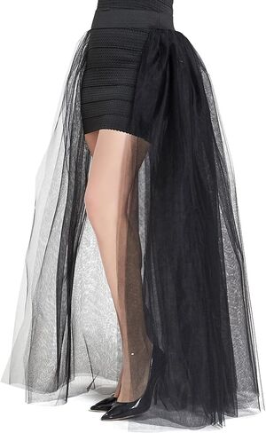 نسائي تول تنانير طويلة تنورة فوقية فستان ماكسي شبكي طبقة طول الأرض طبقات عالية الخصر مناسبة خاصة تنورة حفل زفاف أسود in Kuwait