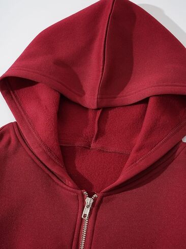 SHENHE Women's Casual Long Sleeve Zip Up Hoodie Jacket Drop Shoulder Crop Tops in Kuwait