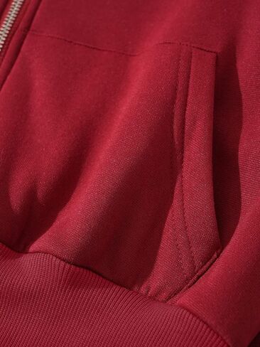 SHENHE Women's Casual Long Sleeve Zip Up Hoodie Jacket Drop Shoulder Crop Tops in Kuwait