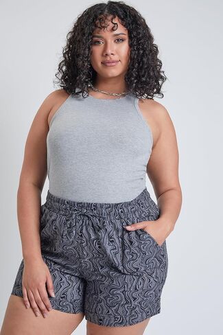 YMI Women's Plus Size Drawstring Waistband Linen Shorts in Saudi Arabia