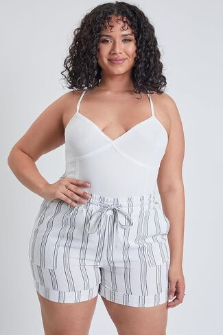 YMI Women's Plus Size Drawstring Waistband Linen Shorts in Saudi Arabia