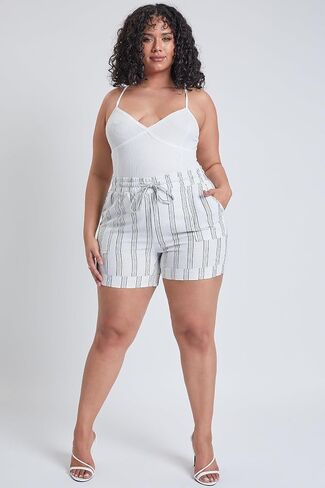 YMI Women's Plus Size Drawstring Waistband Linen Shorts in Saudi Arabia